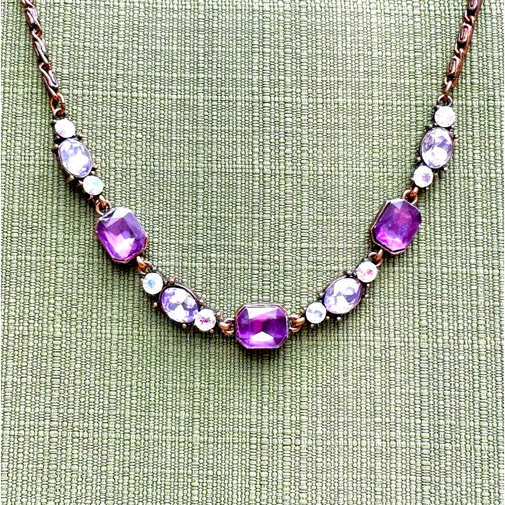 VTG Nina Ricci ⬇️💲💜Amethyst&Pale Blue💙BEAUTIFUL RhinestoneAB Sparkly Necklace